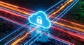 Secure cloud computing with glowing padlock digital data flow Royalty Free Stock Photo