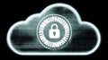 Secure cloud computing illustration, padlock inside a cloud silhouette, data protection Royalty Free Stock Photo