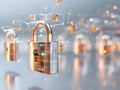 Secure Cloud Computing Infrastructure with Metallic Digital Padlocks and Abstract Encryption Symbols generative ai Royalty Free Stock Photo