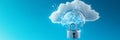 Secure Cloud Computing Innovative Solutions for Data Protection A cloud shaped like a lightbulb with a padlock symbolizing Royalty Free Stock Photo