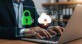 Secure Cloud Computing Man Typing on Laptop for Data Encryption Protection Royalty Free Stock Photo