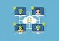 Secure cloud computing network with shield icons and data protection Royalty Free Stock Photo