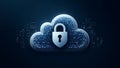 Secure cloud computing with padlock and digital elements Royalty Free Stock Photo