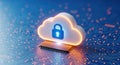 Secure Cloud Computing with Padlock Icon on Microchip and Circuit Board Royalty Free Stock Photo