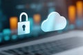 Secure cloud computing is protecting financial data with a digital padlock Royalty Free Stock Photo