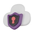 Secure Cloud Cyber Security 3D Icon for Data Protection in Digital Technology 3D render Royalty Free Stock Photo