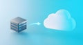 Secure Cloud Data Migration: 3D server transferring digital information efficiently for technology businesses. Royalty Free Stock Photo