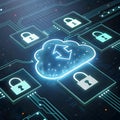 Secure Cloud Data Storage with Encrypted Locks Royalty Free Stock Photo