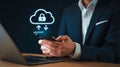 Secure Cloud Data Transfer via Mobile Device for Enhanced Business Productivity and Workflow Royalty Free Stock Photo