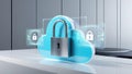Secure cloud environment with digital locks and holographic overlays, showcasing ultra modern background that emphasizes data Royalty Free Stock Photo
