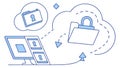 Secure Cloud Network Connecting Multiple Devices Vector Concept, vector design Generative AI Royalty Free Stock Photo