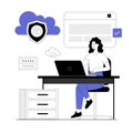Secure cloud with password. Internet privacy data and information safety management. User data protection. Vector illustration