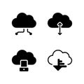 Secure cloud server connection solid icons Royalty Free Stock Photo