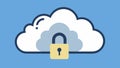 Secure Cloud Storage A fluffy cloud icon wrapped in a chain and padlock illustrating protection for data stored in the Royalty Free Stock Photo