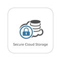 Secure Cloud Storage Icon. Flat Design