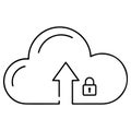 Secure cloud storage with upload and lock features for data protection Vector, illustration Royalty Free Stock Photo