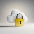 Secure cloud storage with a yellow padlock Royalty Free Stock Photo