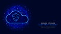 Secure cloud technology concept. Protected digital data storage on abstract geometric background. Cyber security. Privacy protecti