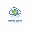 secure cloud technology shield vector logo Royalty Free Stock Photo