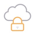 Secure cloud thin line color vector icon Royalty Free Stock Photo