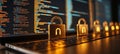 Secure Code Development Symbol. Padlock on Programming Code for Software System Security Concept. Royalty Free Stock Photo