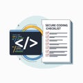 Secure Coding Checklist with Code Snippet and Checkmarks Royalty Free Stock Photo