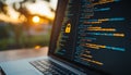 Secure Coding Software Development with Padlock Symbol on Laptop Screen for Cybersecurity Concept