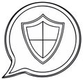 Secure Communication Concept with Shield Icon in Speech Bubble Line Art Royalty Free Stock Photo