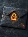 Secure communication, data protection, and online privacy are ensured by the Secure Email Envelope 3D Render, which also Royalty Free Stock Photo