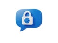 A secure communication icon with a lock inside a blue speech bubble Royalty Free Stock Photo