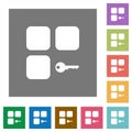 Secure component square flat icons