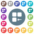 Secure component flat white icons on round color backgrounds