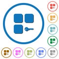 Secure component icons with shadows and outlines
