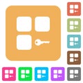 Secure component rounded square flat icons