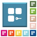 Secure component white icons on edged square buttons