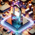 Secure Computer Passwords Protected Codes Microchip Circuit Board Electronics Internet Safety AI Generated Royalty Free Stock Photo