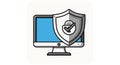 Secure Computer System Protected by a Shield Icon - AI Generated Royalty Free Stock Photo