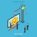 Secure computing technology flat isometric vector 3d