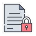 Secure confidential agreement document with locked access vector, padlock protection