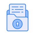 Secure confidential file folders, with paper documents security vector icon Royalty Free Stock Photo