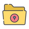 Secure confidential file folders, with paper documents security vector icon Royalty Free Stock Photo