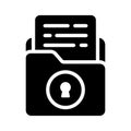 Secure confidential file folders, with paper documents security vector icon Royalty Free Stock Photo