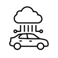 Connected Car IoT Line Art Icon, Smart Vehicle with Network Access Vector Royalty Free Stock Photo