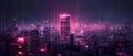 Secure Connection Glow: Business Data Streams Over Cityscape. Concept Networking Security, Urban
