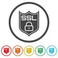 Secure connection icon. Set icons in color circle buttons Royalty Free Stock Photo
