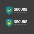 Secure connection label vector on dark background, secured ssl shield Royalty Free Stock Photo