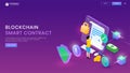 Secure contract data concept for Blockchain Smart Contract landing page design Royalty Free Stock Photo