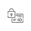 Secure credit card payment thin line icon. Security padlock. Outline commerce vector illustration Royalty Free Stock Photo