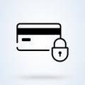 Secure credit card transaction sign line icon or logo. Secure payment, payment protection concept. Credit card and shield with Royalty Free Stock Photo