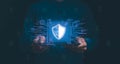 Secure cyber protect concept, Cybersecurity and privacy concepts to protect data, shield protect icon. Protection network security